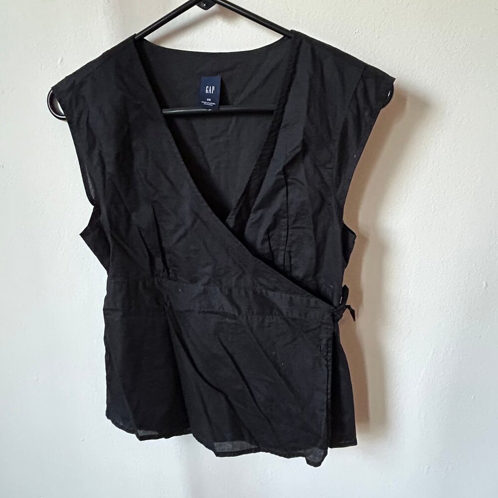 GAP Black Sleeveless Criss-Cross Wrap Around Top - cotton - XS